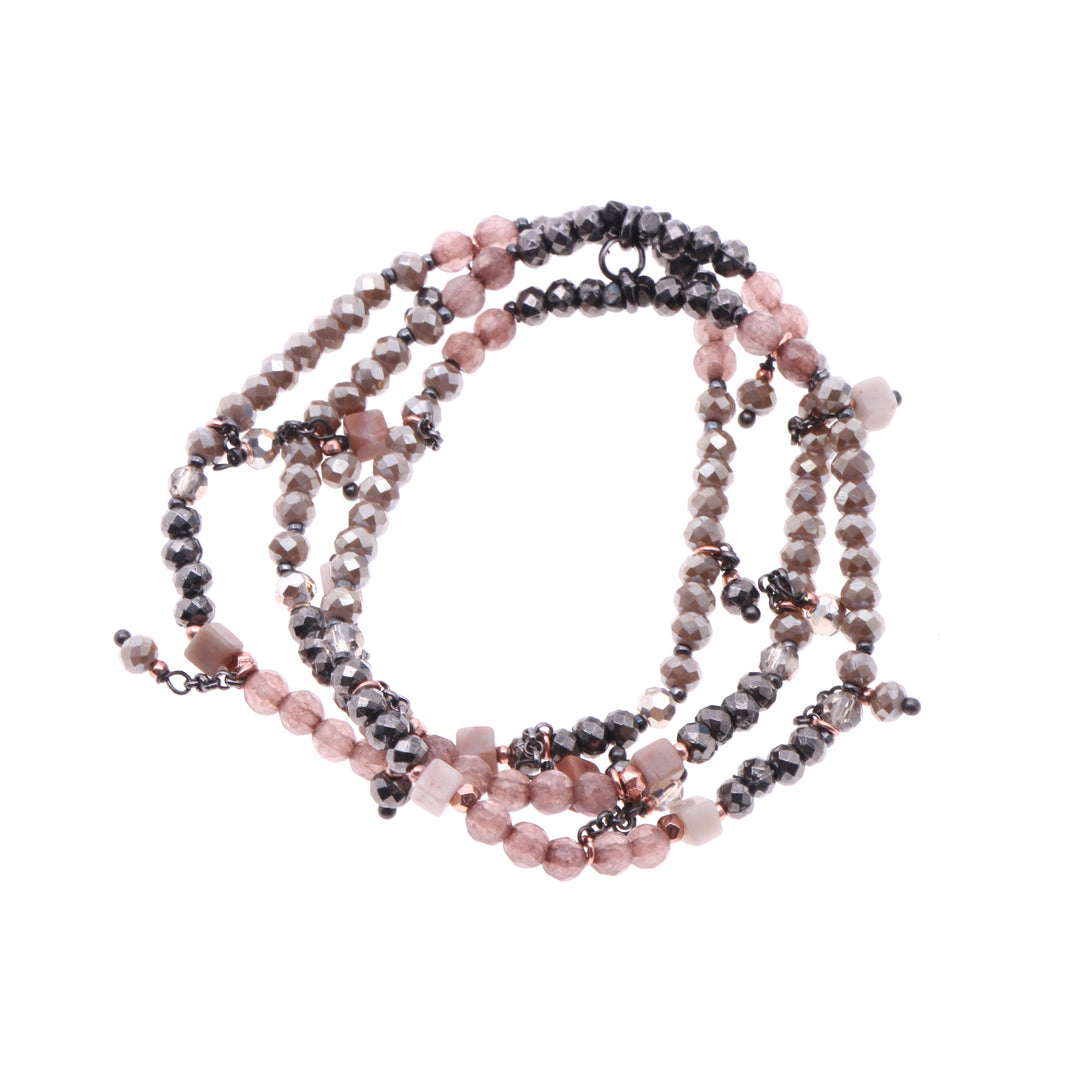 AGATE TRIPLE STRAND BEADED STRETCHY - Kingfisher Road - Online Boutique
