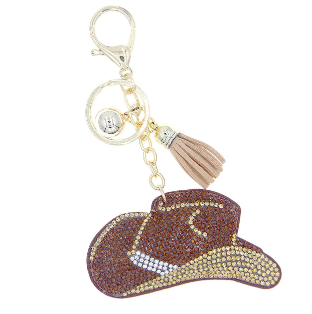 BRONZE CRYSTAL COWBOY HAT KEYCHAIN - Kingfisher Road - Online Boutique