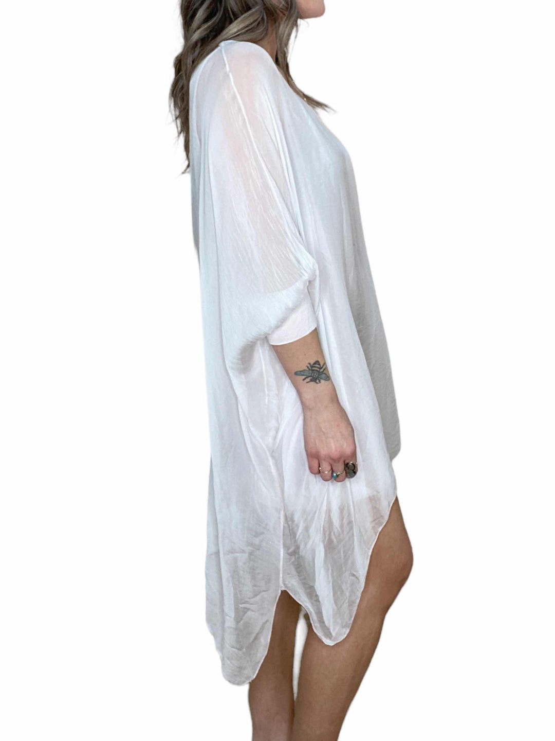 SILK ROUND NECK LONG TUNIC - ROSE - Kingfisher Road - Online Boutique