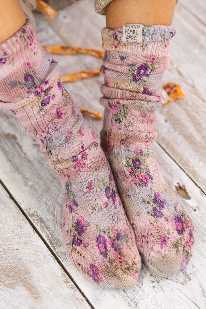 FLORAL OTK SOCKS-BLUSH ROSES - Kingfisher Road - Online Boutique