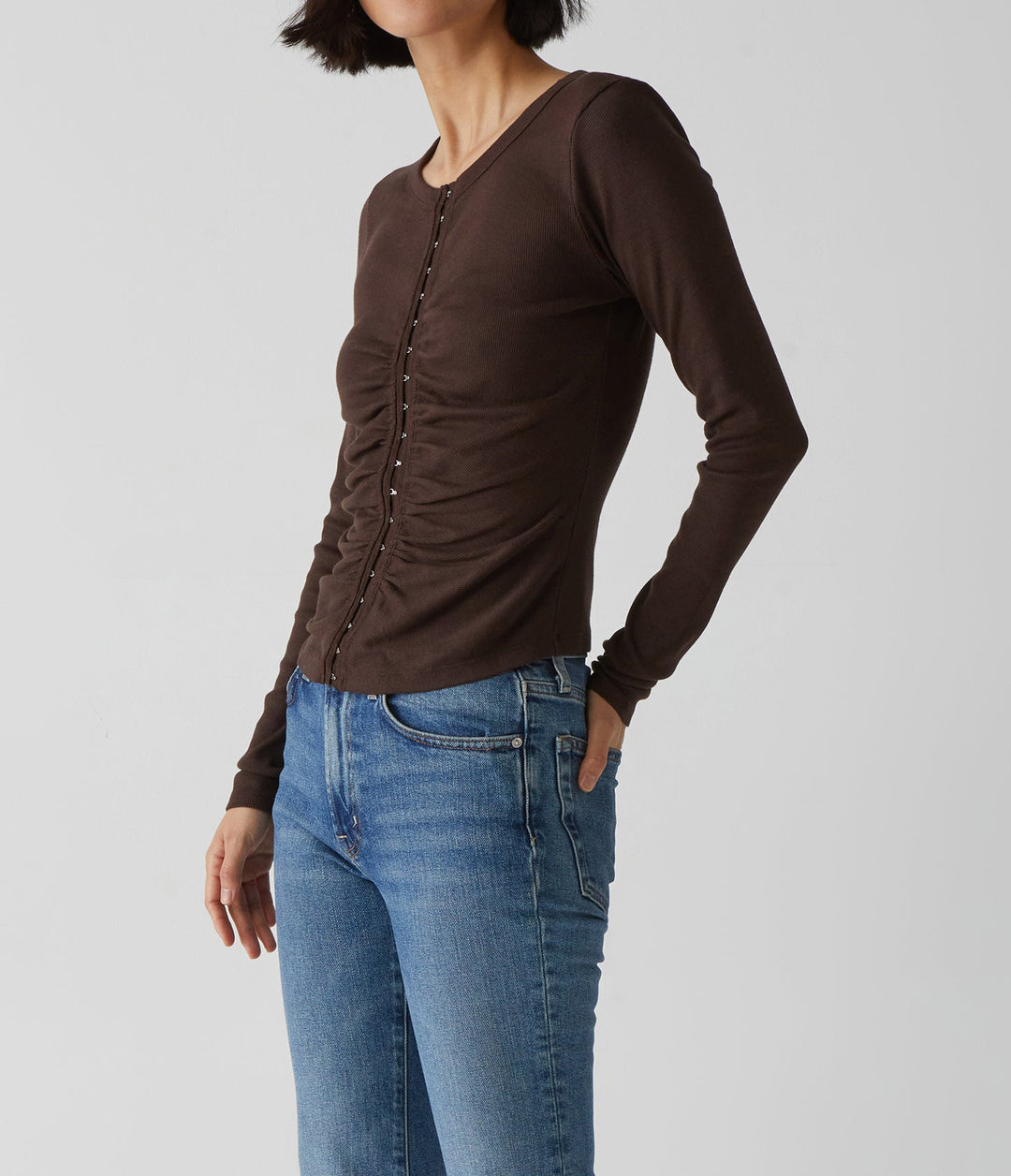 MINKA RUCHED HOOK AND EYE TEE-JAVA - Kingfisher Road - Online Boutique