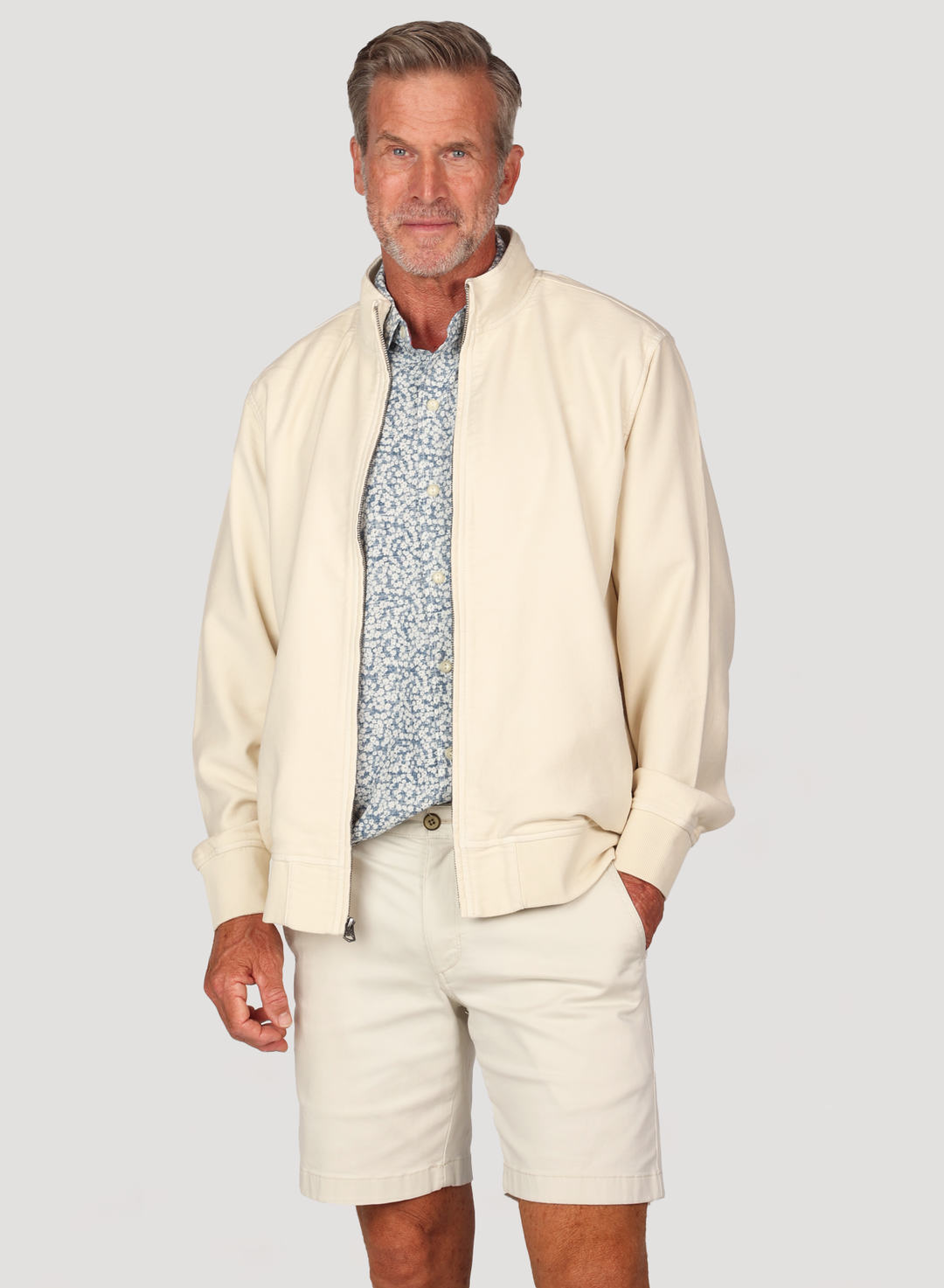 STRETCH TERRY ZIP JACKET-SAND DOLLAR - Kingfisher Road - Online Boutique
