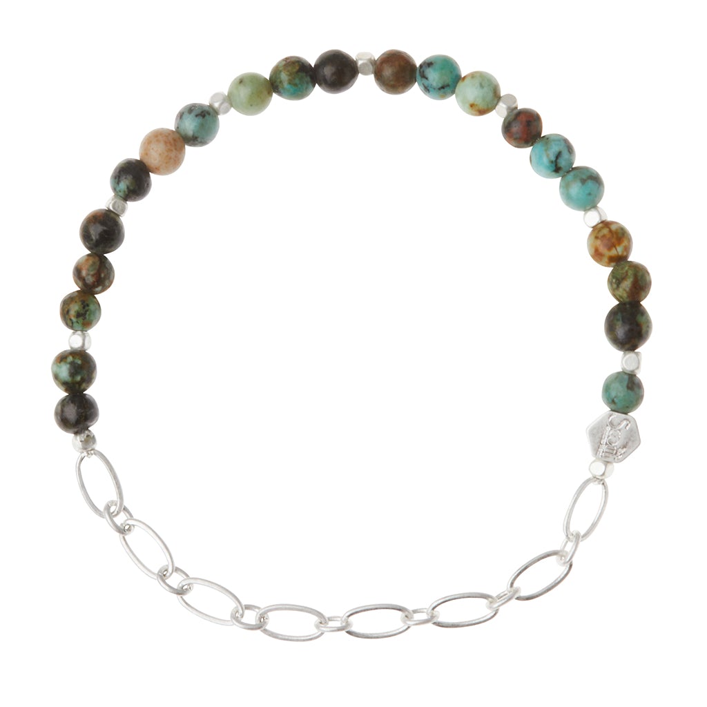 MINI STONE/CHAIN STACKING BRACELET-SILVER - Kingfisher Road - Online Boutique