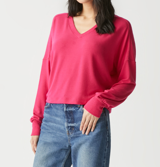 VIC RELAXED V-NECK PULLOVER - DARK VOLTAGE - Kingfisher Road - Online Boutique