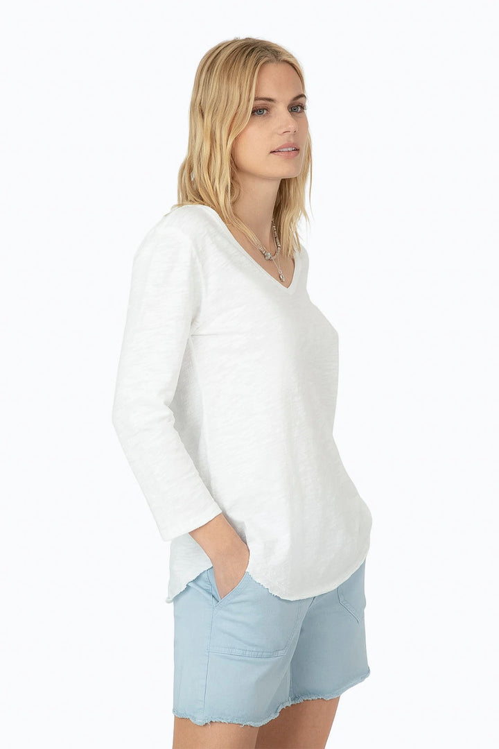 3/4 SLEEVE DEEP-V TOP - Kingfisher Road - Online Boutique