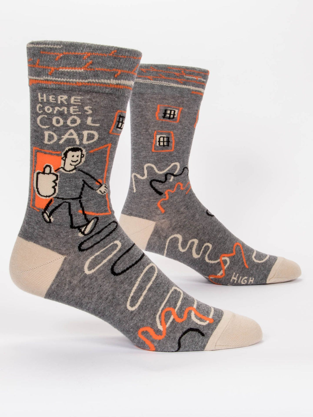 Kingfisher Road Blue Q Here Comes Cool Dad Men's Crew Socks