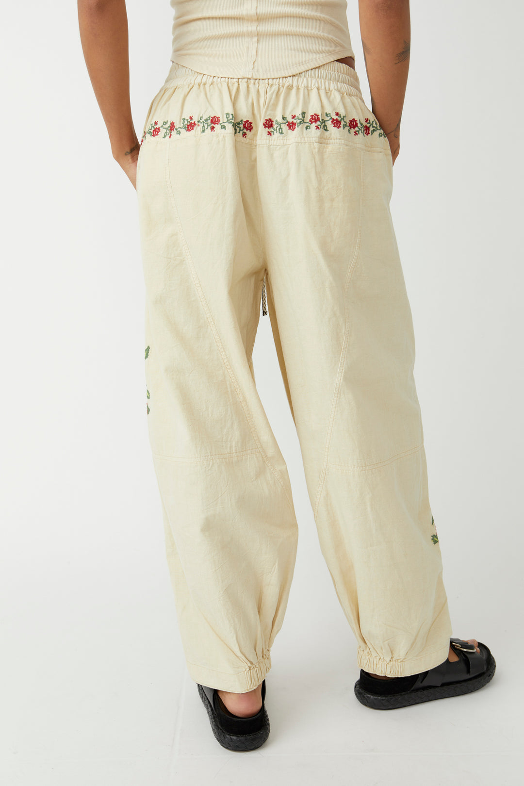 ROSALIA EMBROIDERED PULL PANT-BIRCH COMBO - Kingfisher Road - Online Boutique