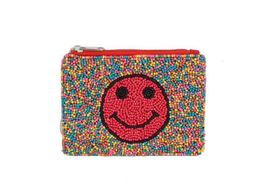 BEADED COIN PURSE-HAPPY FACE - Kingfisher Road - Online Boutique