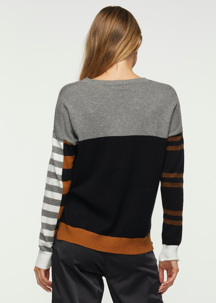 COLOR BLOCK STRIPE SWEATER - CLOUD - Kingfisher Road - Online Boutique