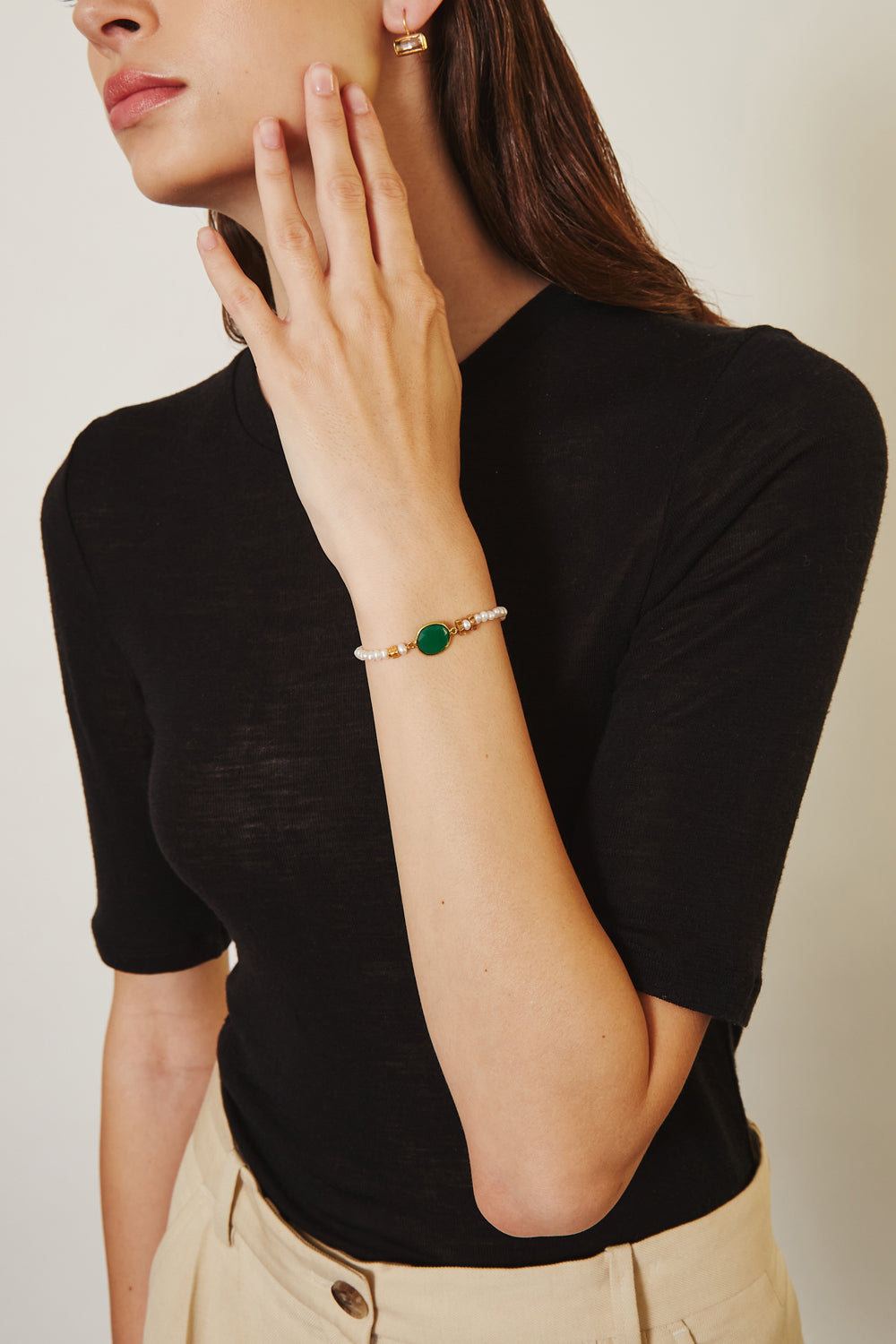 WHITE PEARL MIX PULL-TIE BRACELET - Kingfisher Road - Online Boutique