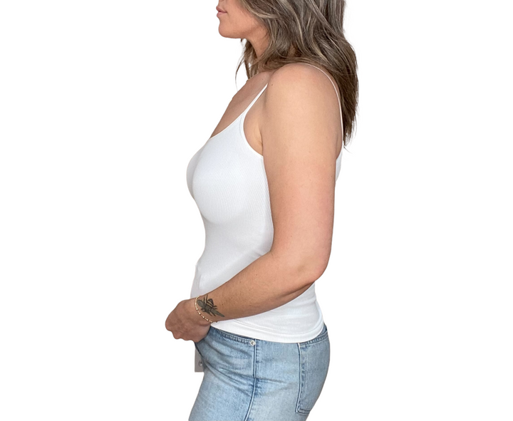 WHITE THIN STRAP SCOOP NECK TANK - Kingfisher Road - Online Boutique