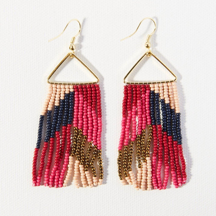 HOT PINK/RED CHEVRON TRIANGLE EARRINGS - Kingfisher Road - Online Boutique