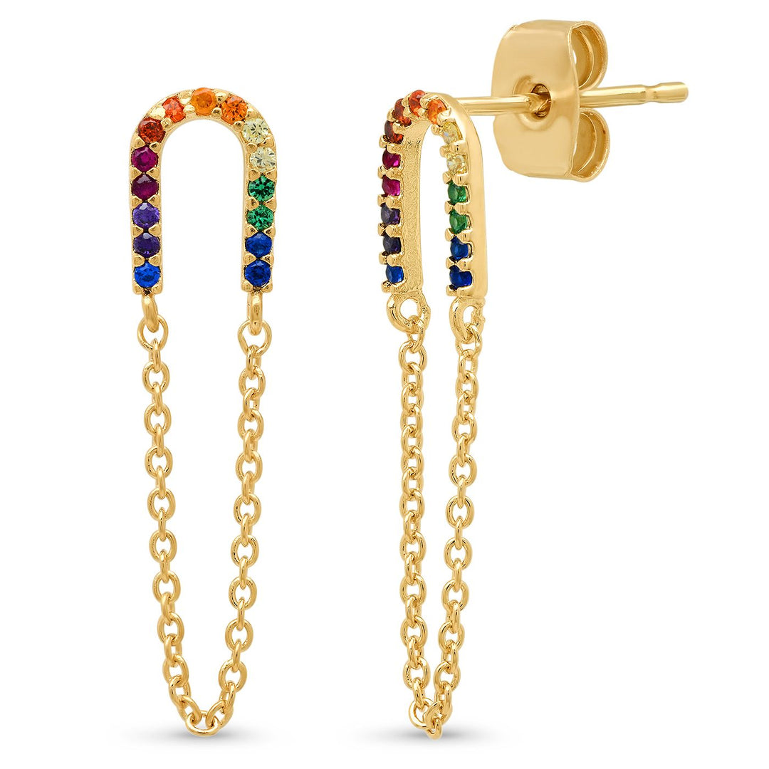 PAVE RAINBOW SUSPENDER EARRINGS - Kingfisher Road - Online Boutique