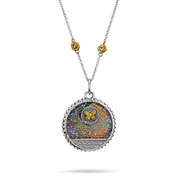 WORLD KRISTAL MEDALLION ON POINTS OF LIGHT-SILVER - Kingfisher Road - Online Boutique