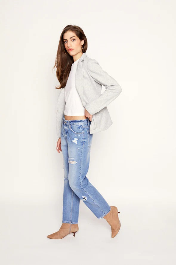 Kingfisher Road Blue Revival HELEN BLAZER WITH REMOVEABLE INSERT - IBIZA/HEATHER GREY