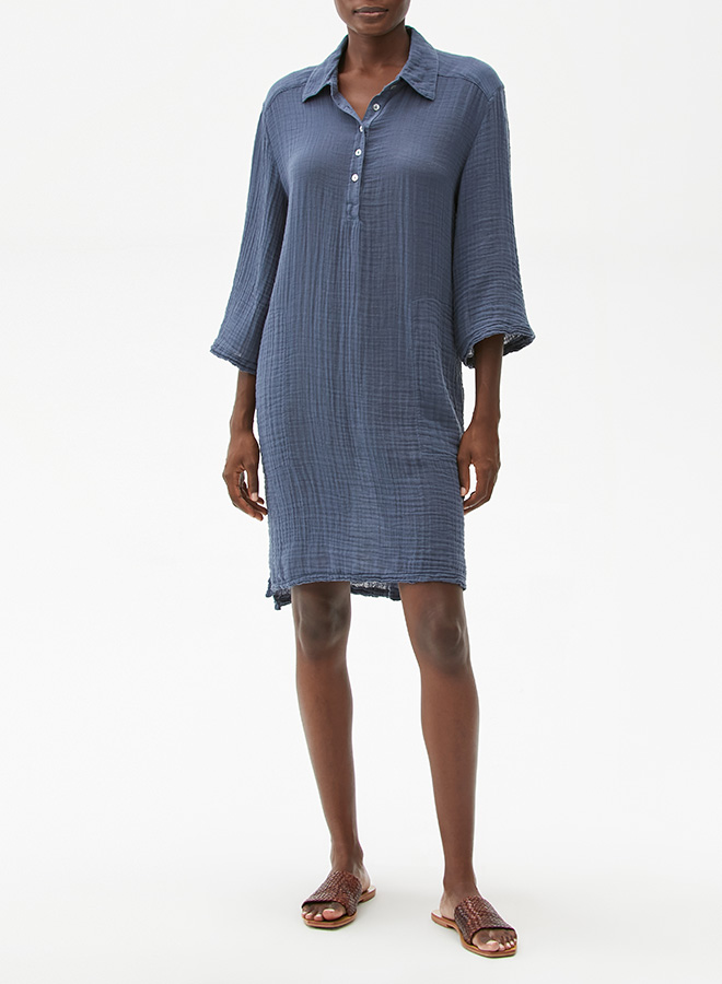 CECILY POPOVER COLLAR DRESS - LAKE - Kingfisher Road - Online Boutique