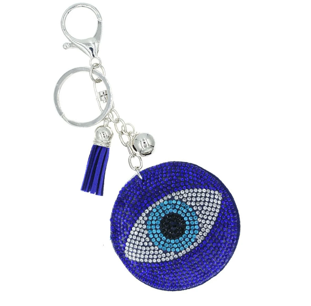 BLUE CRYSTAL EVIL EYE KEYCHAIN - Kingfisher Road - Online Boutique