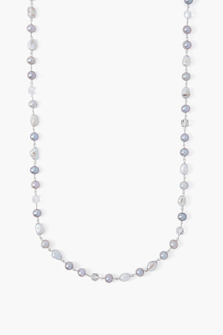 GREY MIX 42” FRESH WATER PEARL NECKLACE - Kingfisher Road - Online Boutique
