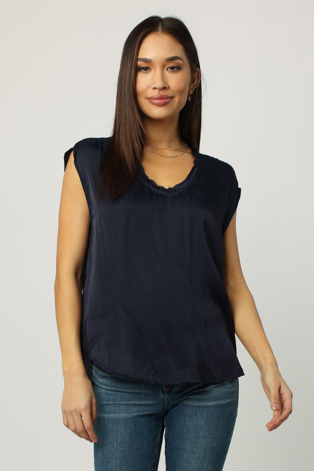 YANIS V-NECK SLEEVELESS TOP - NIGHT SKY - Kingfisher Road - Online Boutique