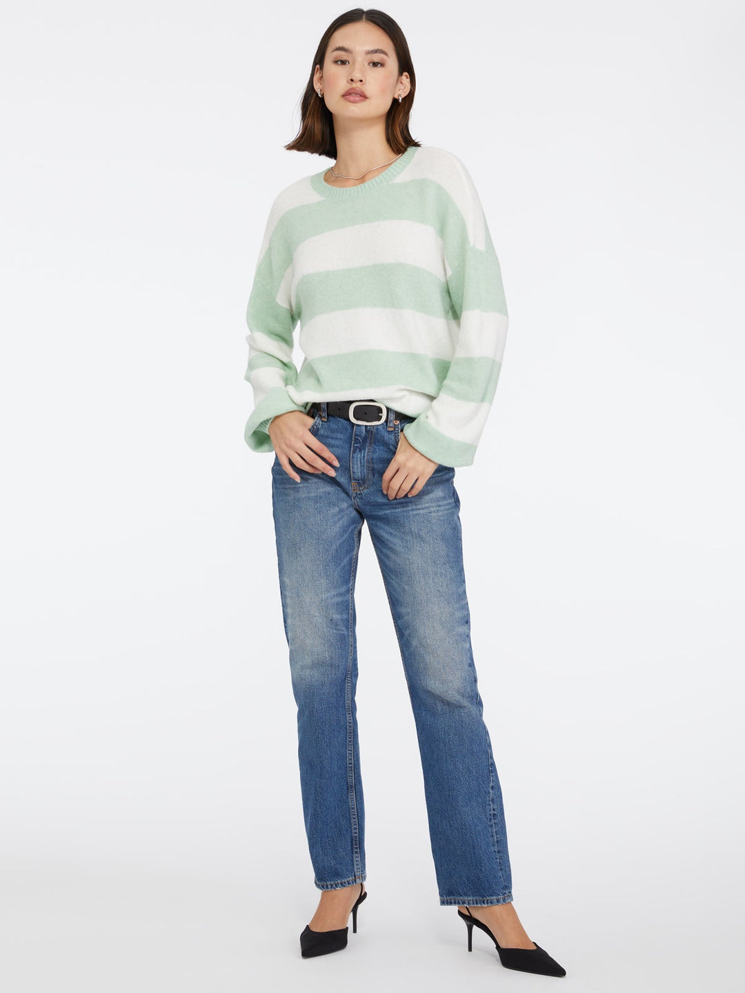 GREEN STRIPE EYE ON YOU SWEATER - Kingfisher Road - Online Boutique