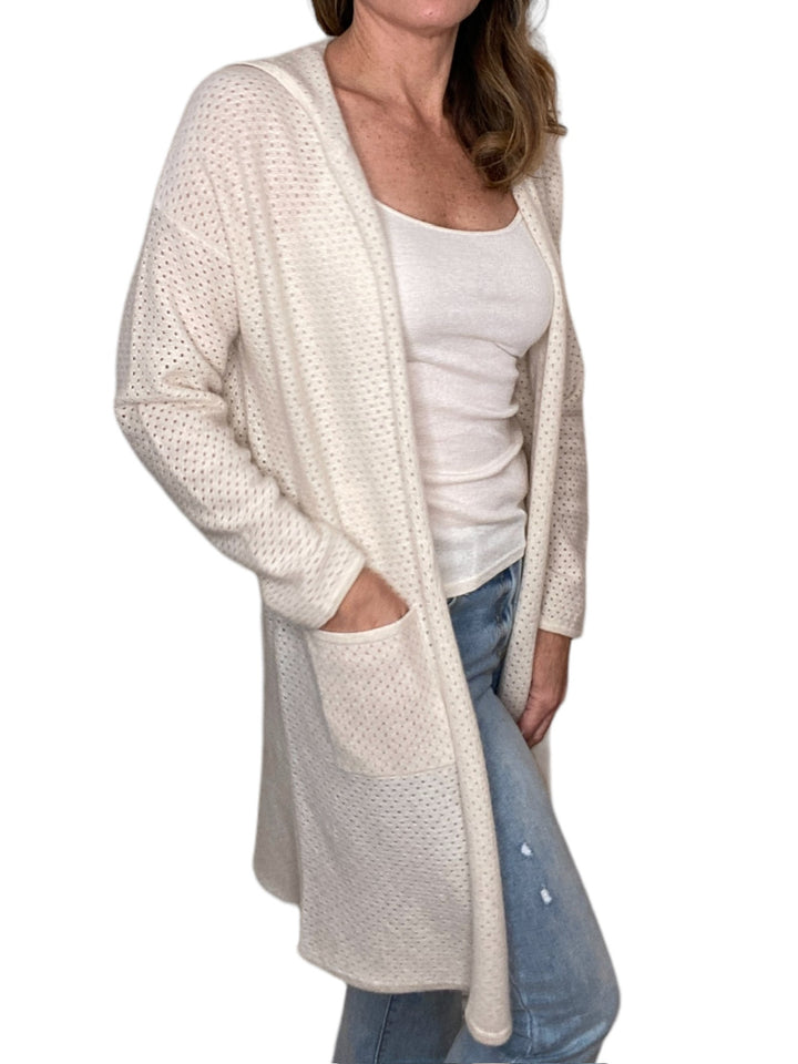 HOODED OPEN CARDIGAN-PARCHMENT - Kingfisher Road - Online Boutique