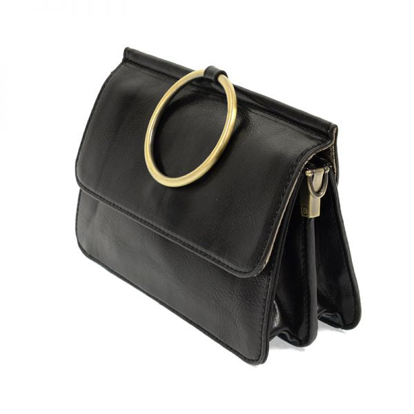 ARIA RING BAG GOLD HANDLE-BLACK - Kingfisher Road - Online Boutique