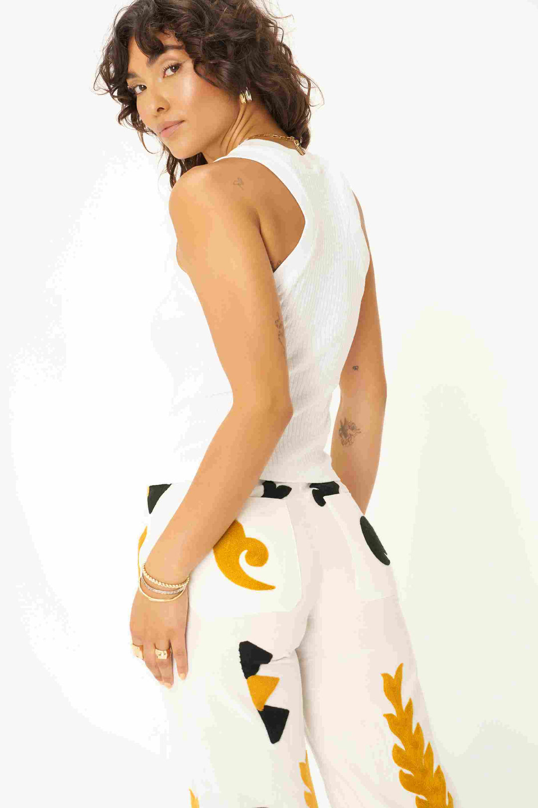 PLAYER RACERBACK RIB TANK-WHITE - Kingfisher Road - Online Boutique