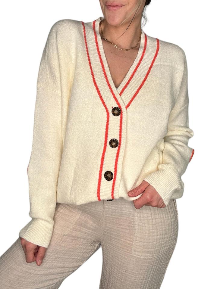 CREAM MUSHROOM BUTTON UP CARDIGAN - Kingfisher Road - Online Boutique