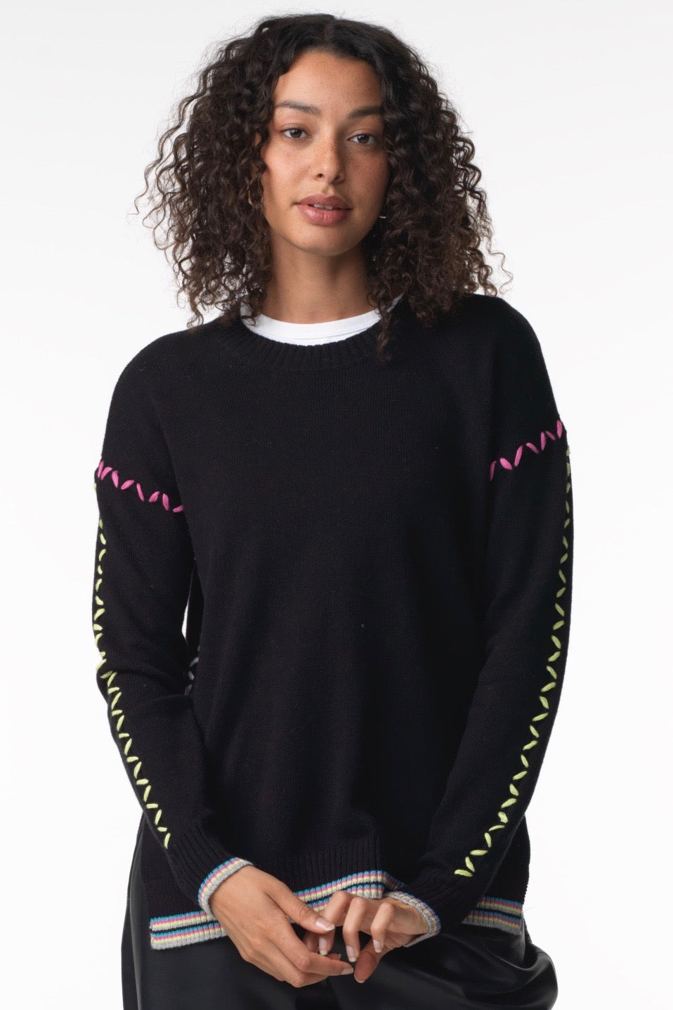 WHIP STITCH SWEATER - BLACK - Kingfisher Road - Online Boutique