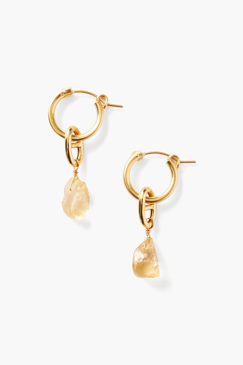 CITRINE DROP LEVER BACK HOOPS EARRING - Kingfisher Road - Online Boutique