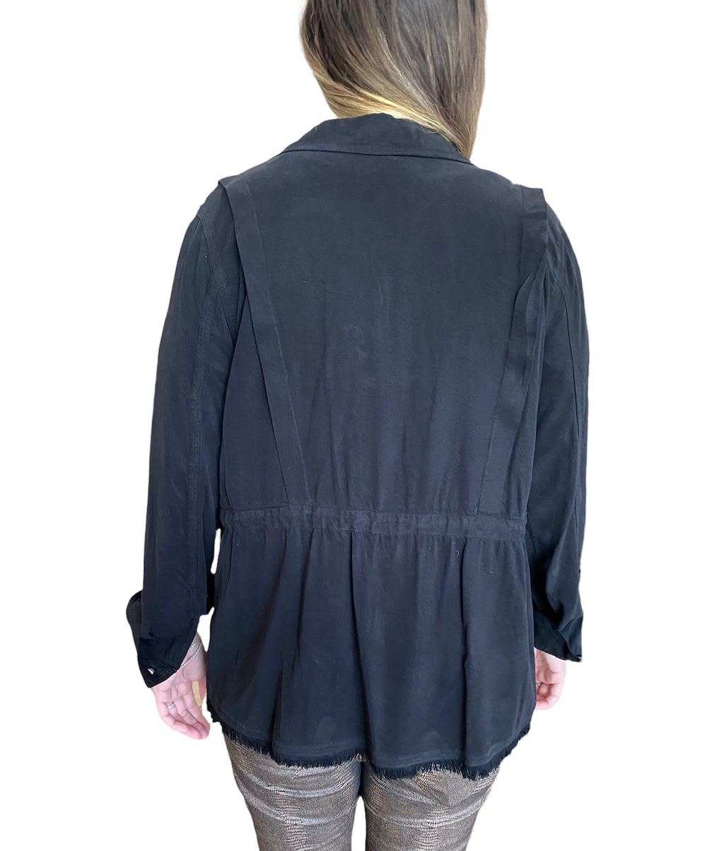 CINCHED WAIST JACKET - BLACK - Kingfisher Road - Online Boutique