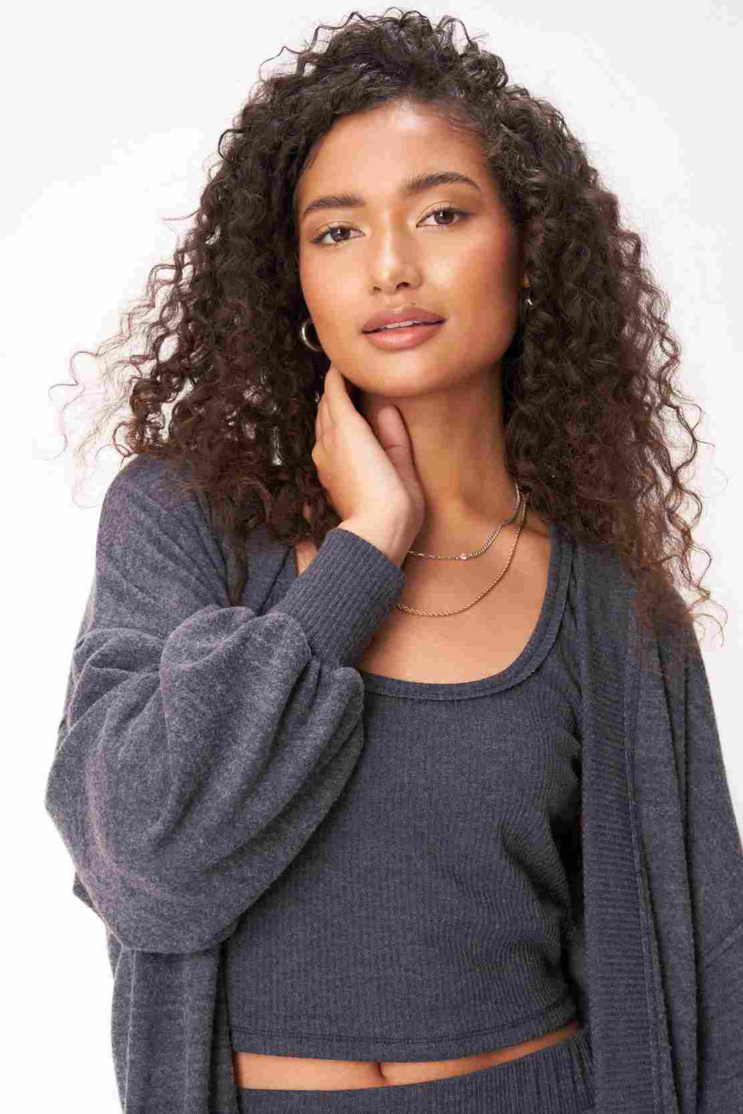 JUST RELAX HEATHERED COZY SEAMED CARDIGAN-H GALAXY BLUE - Kingfisher Road - Online Boutique