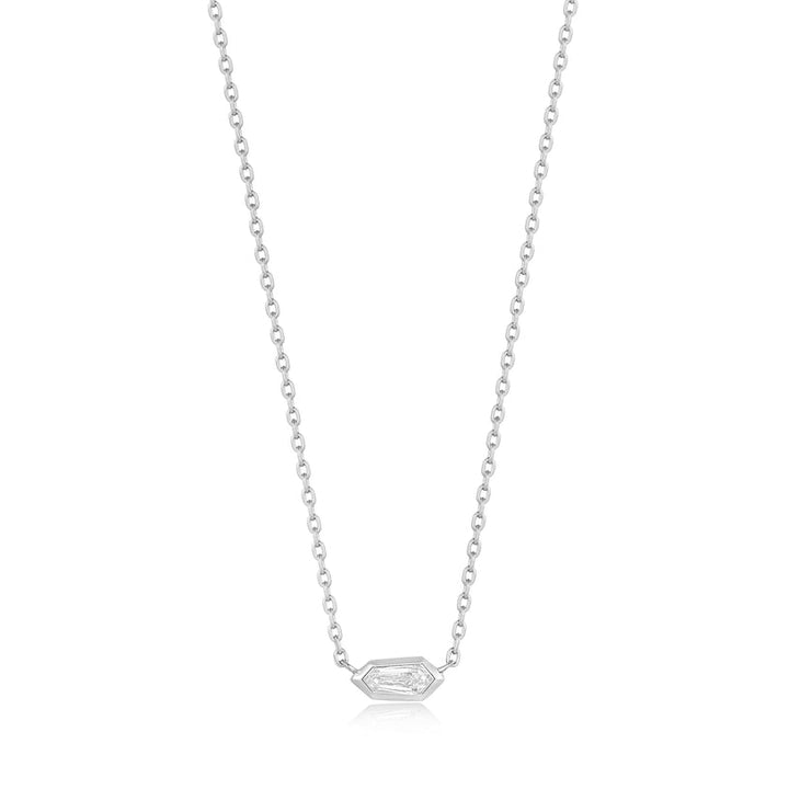 SPARKLE EMBLEM CHAIN NECKLACE-SILVER - Kingfisher Road - Online Boutique