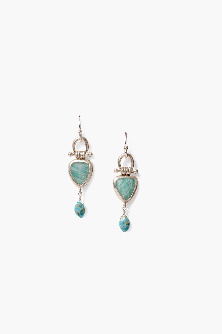 AMAZONITE WRAPPED HINGED EARRINGS - Kingfisher Road - Online Boutique
