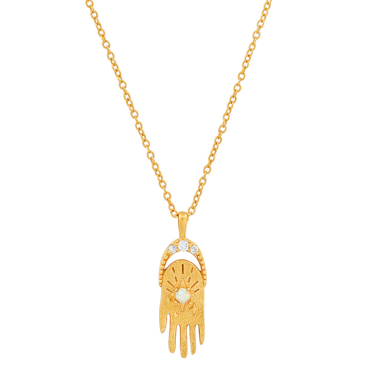 OPAL/CRYSTAL HAMSA CHARM NECKLACE - Kingfisher Road - Online Boutique