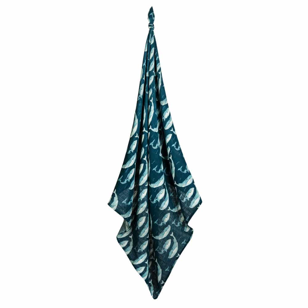 BLUE WHALE BAMBOO SWADDLE - Kingfisher Road - Online Boutique