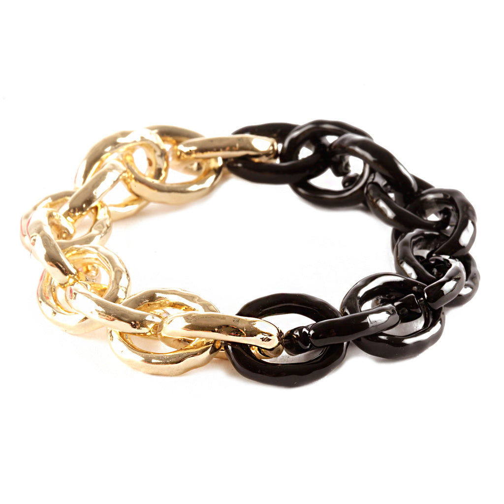 BLACK/GOLD CURB LINK STRETCHY - Kingfisher Road - Online Boutique