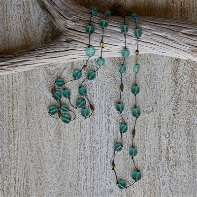 SEAGLASS DISK FISHING LINE  NECKLACE - Kingfisher Road - Online Boutique