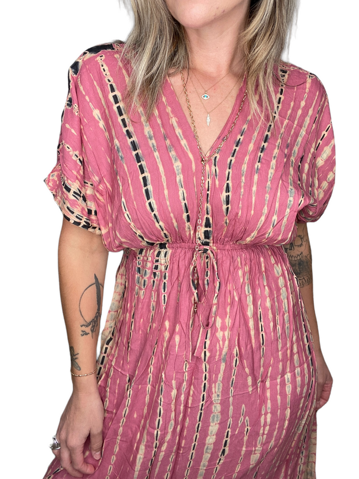 MAXI BUTTERFLY DRESS - BLUSH SHIBORI - Kingfisher Road - Online Boutique