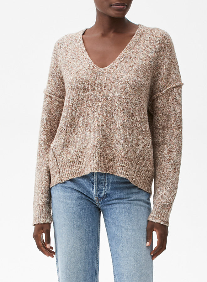 WOODCHIP LONG SLEEVE V-NECK CROP PULLOVER - Kingfisher Road - Online Boutique