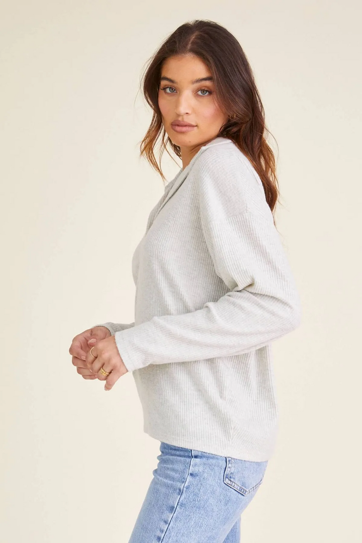 ROMA COZY RIB COLLARED LONG SLEEVE - Kingfisher Road - Online Boutique