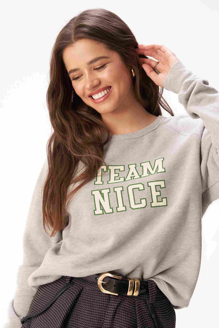 TEAM NICE/NAUGHTY REVERSIBLE SWEATSHIRT-HEATHER GREY - Kingfisher Road - Online Boutique