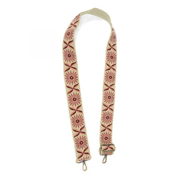 DAISY EMBROIDERED GUITAR STRAP-MAUVE - Kingfisher Road - Online Boutique