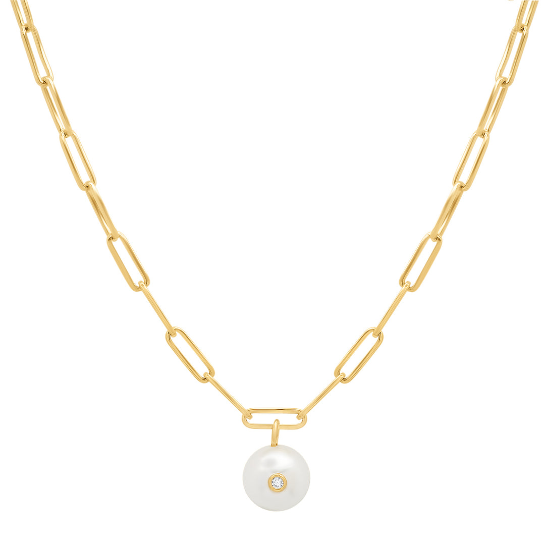 PAPERCLIP CHAIN WITH PEARL CHARM - Kingfisher Road - Online Boutique