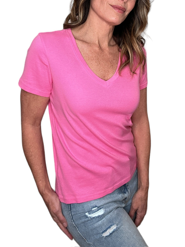 DYLAN CLASSIC V-NECK TEE-FLAMINGO - Kingfisher Road - Online Boutique