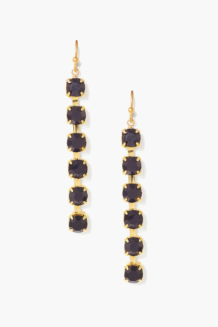 BLACK STONE CHAIN EARRINGS - Kingfisher Road - Online Boutique