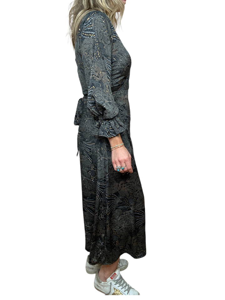 BLACK GOLD WRAP DRESS - Kingfisher Road - Online Boutique