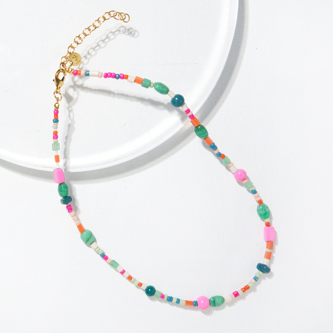 16" PINK AND GREEN MIX NECKLACE - Kingfisher Road - Online Boutique