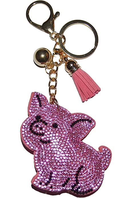 PINK CRYSTAL SITTING PIG KEY CHAIN - Kingfisher Road - Online Boutique