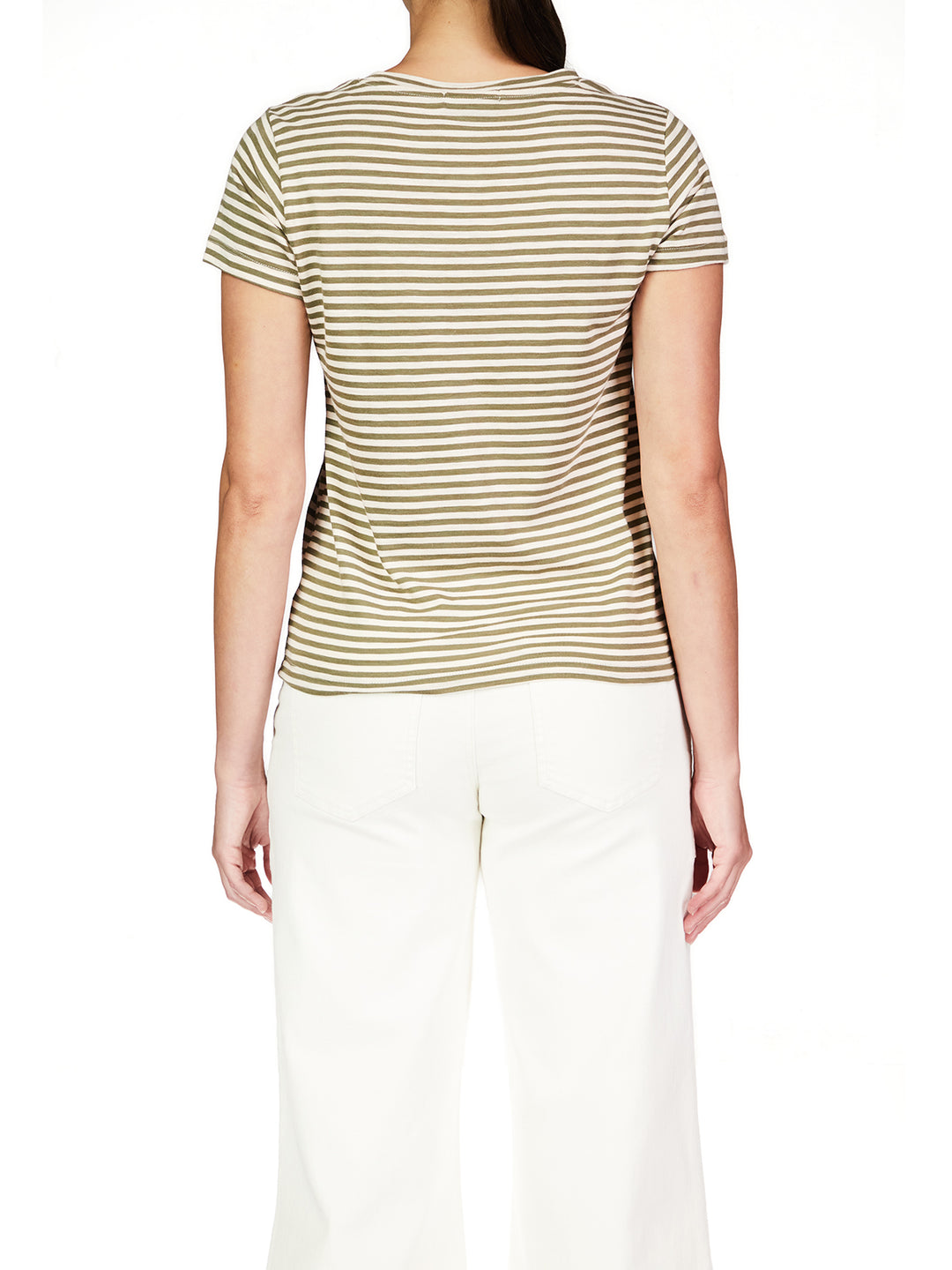 THE PERFECT TEE-BURNT OLIVE STRIPE - Kingfisher Road - Online Boutique